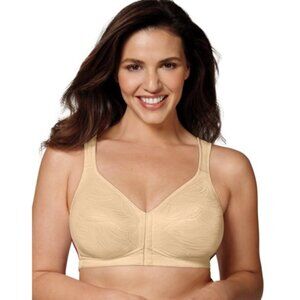 #1477 Playtex 18 Hour Front Close Wireless Bra with Back Support Light Beige